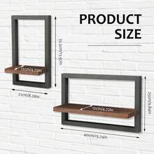 Square Floating Shelves, Framed Hanging Shelf For Wall Set Of 2/4, Decorative Modern Chic Plants Decor For Living Room Bedroom Bathroom Home Office, Solid Wood, L+S - 鏽棕色 - 查看 3