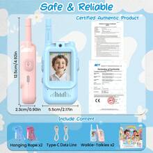 2pcs/Set Rechargeable Kids Walkie Talkie Toy With Camera And Screen, Suitable For 3-12 Years Old Boys And Girls - Multicolor - View 3