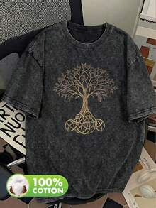 这款“Alaï Select”男士时尚短袖T恤采用水洗黑色设计，饰有生命之树图案和凯尔特风格的装饰纹样。时尚复古，非常适合日常穿着、派对和户外活动。 - 黑色 - 查看 6
