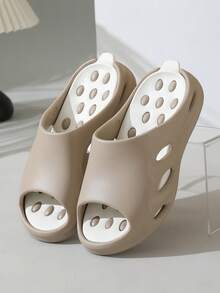 Sandalias casuales de hombre con suela gruesa, antideslizantes, resistentes al agua y transpirables para el verano - Caqui - Ver 8