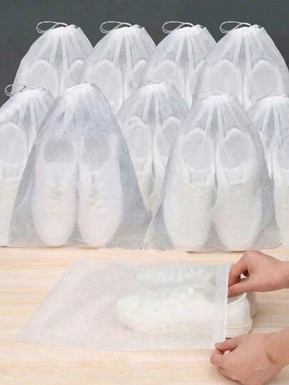 2/5/10/20pcs Non-Woven Fabric Drawstring Shoe Bags, Travel Storage Bags For Shoes, Clothes, Toiletries, Makeup, Beach, Dorm, Gym, Vacation, Cruise, Unisex