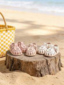 Infant Toddler Infant Girls PU Leather Soft Open Toe Summer Sandals Flower Princess Flat Shoes - Champagne - View 8