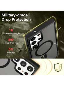 Magsafe磁吸无线充电保护壳，兼容Galaxy A07 A17 S25 FE S24 S23 S22 S21 Ultra Plus A16 A56 A36 A55 A35，磨砂防震透明硬质后盖 - 黑色 - 查看 9