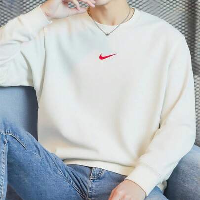 Nike 男士户外运动休闲舒适圆领套头长袖保暖卫衣，带刺绣logo，建议选大一码