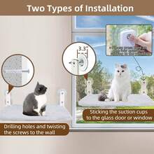 Grey Foldable Cat Window Hammock With Strong Suction Cup Mount, Easy-Install Space-Saving Design | Perfect Gift For Cat Lovers & New Pet Owners - Grey - View 2
