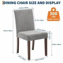 Juego de 2 sillas de comedor Parsons con botones capitoné - Sillas de cocina tapizadas de tela con patas de madera y asientos acolchados - Muebles de cocina para sala de estar (rayas verticales grises) - Gris - Ver 2