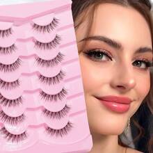 7 Pairs Natural Looking False Eyelashes, Lengthening, Fluffy, Soft, Delicate, Lively, Cute, Transparent Stem, Very Realistic, Suitable For Daily Use, Light Makeup, Dates, Sweet, Makeup Eyelashes - Natural Lashes - View 2