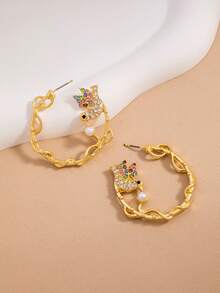 A Fashionable Bird Earring With Rhinestones And Earrings Suitable For Daily Wear - Hummingbird - View 2