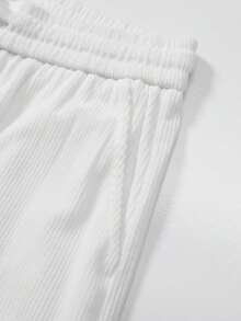 Men's Corduroy Lightweight Casual Trousers For Spring And Summer, Comfortable To Wear, With Drawstring And Pockets, Machine Washable. - 白色 - 查看 4