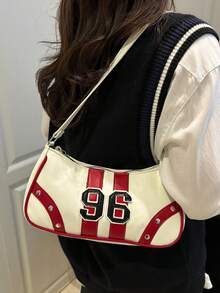New Fashionable Versatile Textured Chain Shoulder Bag, Underarm Handbag For Women - White - View 2