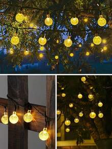 Bộ 20 đèn LED dây năng lượng mặt trời dài 5m/16.4ft với bóng đèn nhựa trong suốt 2.4cm, 8 chế độ nhấp nháy, đèn trang trí trong nhà, đèn trang trí tường phòng ngủ, thích hợp cho trang trí đám cưới, tiệc sinh nhật, lều cắm trại, sân vườn, cây cối, sân nhà. - Trong sáng - Xem 11