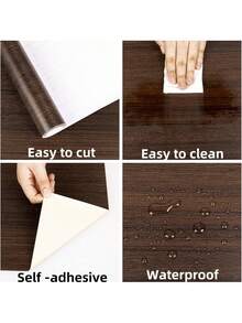 Peel And Stick Wallpaper Wood Contact Paper Brown Wood Grain Contact Paper Wallpaper Thicken Textured For Cabinets And Drawers Countertops Waterproof Self Adhesive Vinyl - Walnut - View 8