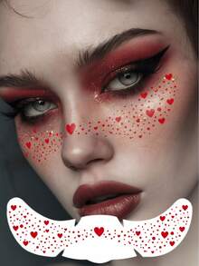 6 Tờ Hình Xăm Tàn Nám Lấp Lánh Mặt Màu Đỏ Hình Xăm Tàn Nám Lấp Lánh Tạm Thời Hình Trái Tim Màu Đỏ Dành Cho Nữ Trang Trí Tiệc Rave Âm Nhạc Lễ Hội Fasching Quà Tặng Phụ Kiện Cosplay Karneval - Đỏ - Xem 6