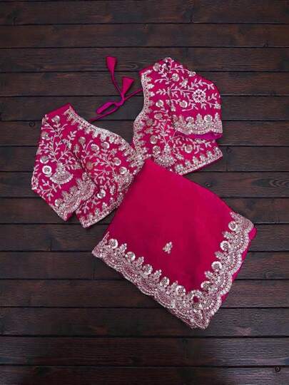 Traditional Saree With Ready Blouse, Cultural Wear For Women