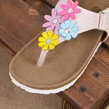 Chanclas con decoración de flor lindas para niños, transpirables y ligeras, apropiadas para playa, vacaciones y fiestas - Rosa - Ver 6