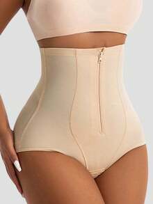 1 pièce Pantalon de forme à taille haute cintrée pour femmes, levage des fesses, ceinture de taille respirante, entrejambe renforcé double couche, convient pour le yoga quotidien ou l'entraînement et les sports - Nude - Voir 4
