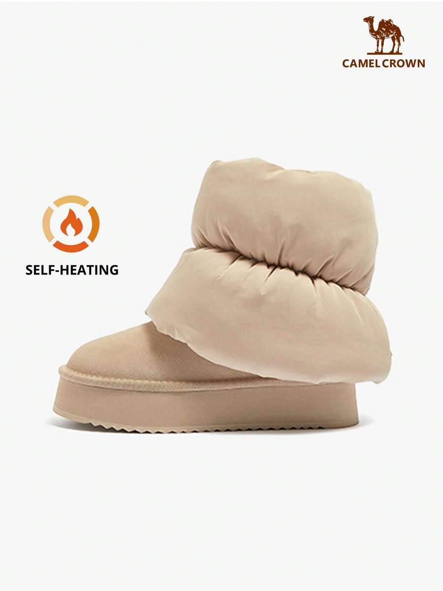 CAMEL CROWN Women's New Snow Boots, Fleece Lining For Warmth And Cold Protection, Detachable Boot Covers, Dual-Wear Design, Waterproof, Thick-Soled Ankle Boots - Apricot - View 1