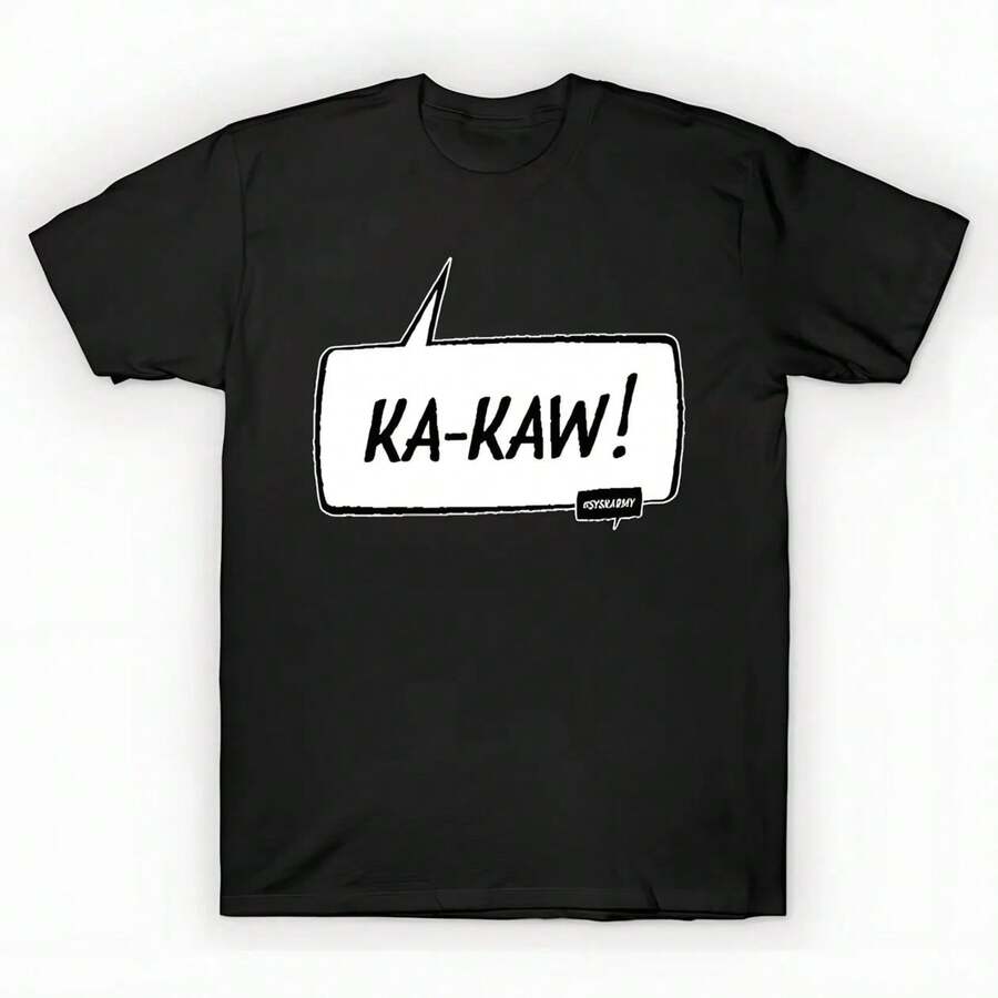 % Cotton Oversized Printed-Shirt Unisex, Solid Black Casual Graphic Tee, Summer Essential Layering Top, S-3XL KA-KAW! - Stuff You Should Know --Shirt - 黑色 - 查看 1