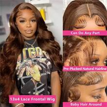 13x4 13x6 5x5 Lace Front Wigs Human Blended Hair Pre Plucked 200% Density Body Wave HD Lace Front Wigs Human Blended Hair Transparent Frontal Glueless Wigs Virgin Human Blended Hair With Baby Hair For Women Natural Black - Brown - View 5