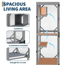 Fulvari Outdoor Cats House,Walk-In Outdoor Cat House,Catio Enclosure With 4 Wheels For Easy Moving, Spacious Weatherproof Cat Cage For Patio & Garden - one-size - View 5