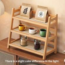 3-Tier Wooden Storage Shelf, Bamboo Ladder Rack, Kitchen Seasoning Organizer & Office Desktop Organizer, Ideal For Pantry Storage & Small-To-Medium Item Organization - B - View 6