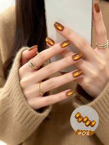 12毫升 冬春美甲 情人节新年美甲 高密度红金玻璃珠猫眼凝胶指甲油 2026 超闪酒红樱桃玻璃珠 美甲沙龙家用DIY美白百搭当季流行美甲用品 - 彩色 - 查看 15