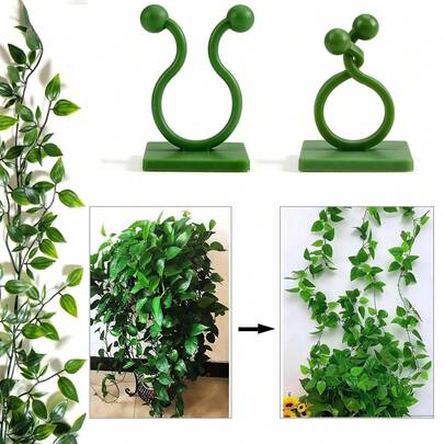 Clips de pared para plantas trepadoras, clips verdes autoadhesivos con soporte ajustable para entrenar y apoyar enredaderas, perfectos para la decoración de plantas de interior, cuidado de pothos y monstera