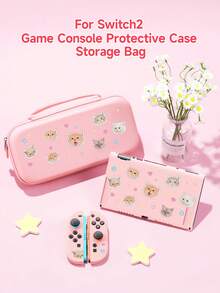 1 Set Cute Cat Design Compatible Accessories For Switch 2 (2025)/Switch NS/Switch OLED, Including Protective Case/Dock Cover/Storage Bag, TPU Soft Shell, Stylish & Practical, Portable Stand, Anti-Fall Anti-Scratch Anti-Fouling, Fashionable Romantic Gift - Multicolor - View 1