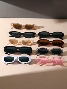 9副女士经典个性化豹纹T台新款复古时尚眼镜，适合驾驶、钓鱼、划船、街头拍照、音乐节、热带海滩度假、户外休闲活动等场合，时尚配饰，适合所有脸型 - 彩色 - 查看 3