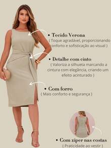 Dress With A Sophisticated Drape And A Front Knot. - 鼠尾草綠 - 查看 6