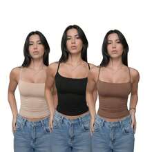 Women's Formal Blouse With Adjustable Straps In Supplex Fabric. - Black/Brown/Nude - View 1