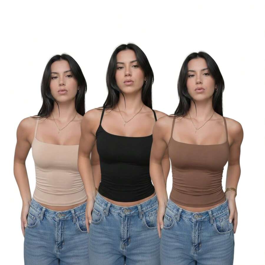 Women's Formal Blouse With Adjustable Straps In Supplex Fabric. - Black/Brown/Nude - View 1
