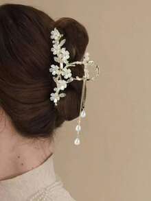 Boho Flower Faux Pearl Decor Hair Claw Clips For Women Elegant Fall Winter Hair Accessories Vacation Outfits Hair Clamps Hair Jaw Clips Hair Catcher Clutch DZMO - 彩色 - 查看 2