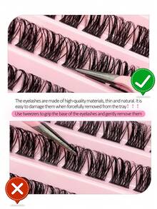 Asiteo 120 piezas de pestañas postizas de rizos D de longitud mixta de 8-16 mm, esponjosas y ligeras, extensión de pestañas natural, racimos de pestañas reutilizables - Negro - Ver 7