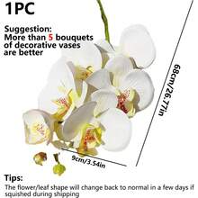 100支/套 仿真蝴蝶兰，大型逼真蝴蝶兰，经典风格仿真兰花装饰，人造花，仿真植物，情人节花瓶填充物，装饰性丝绸兰花枝，适用于客厅家居装饰、酒店婚礼花艺布置 - 白色 - 查看 3