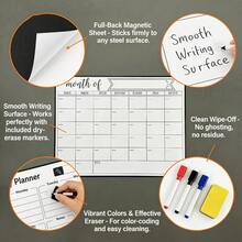 周/月计划表套装，磁性冰箱贴，个人日程板，适用于多种金属表面，套装包含笔和白板擦 - 套裝(6件套裝) - 查看 7