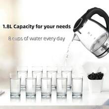 OCTAVO Fast Boil Electric Water Kettle, 1.8L Large Capacity With Auto Shut-Off And Boil-Dry Protection, Free Borosilicate Glass &Stainless Steel,Mother's Day Gift - Xem 5