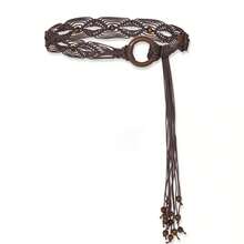 Women Woven Tassel Belt Braided Waistband Tie Strap Boho Girls Wide Waist Rope Chain Waist Belts Dress Waistband Accessories - 咖啡 - 查看 11