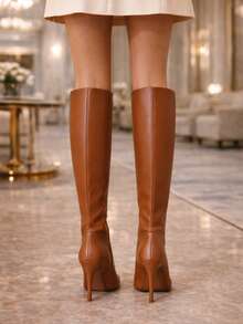 Women's High Heel Boot, 11cm Stiletto Heel, Pointed Toe, Long Shaft, Comfortable - PROMOTION - Lạc đà - Xem 2