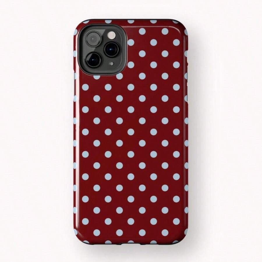 Ốp điện thoại nền đỏ chấm bi xanh - Ốp điện thoại chống sốc, tương thích với iPhone 17/16/15/14/13/12/11 Pro Max/Pro Plus/12 Mini/13 Mini, phù hợp với Galaxy S26 S25 S24 S23 S22 S21 Plus Ultra. - Nền đỏ với các chấm xanh - Xem 1