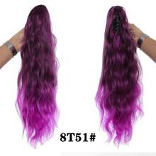20英寸渐变波浪卷合成假发马尾接发，耐热纤维，适合女性和女孩，可用于派对和日常佩戴。 - 彩色 - 查看 8
