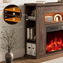 43" Electric Fireplace With Mantel,   Faux 23" Fireplace Insert For Living Room With Remote Control, Wooden Black Electric Fireplace Surround With MantelAdjustment 3D Led Flame - 查看 5