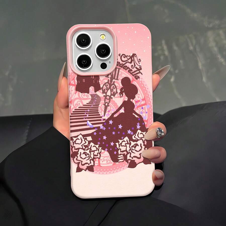 Funda para teléfono con castillo y estrellas de compatible con 17, 16 Pro Max, 15 Pro Max, 13 y 12. Diseño texturizado elegante a prueba de golpes, perfecto para los amantes de los cuentos de hadas. - Rosa - Ver 1