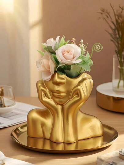 1pc Resin Flower Vase, Suitable For Decoration, Flower Arrangement, Makeup Tool & Stationery Storage, Modern Minimalist Style Vase. Applicable For Home Decor, Living Room Decor, Desktop Decor. It Is The Best Gift For Occasions Like Birthday, Graduation, Etc.
