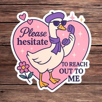1 pieza Por favor, no dude en comunicarse Pegatina, Pegatina de portátil de ganso divertida, Cita sarcástica de vinilo, Regalo para introvertidos, Pegatina resistente al agua y despegable para botella, Pegatina duradera y linda para vaso, Vinilo de humor de para cuaderno, Regalo perfecto para introvertidos, Pegatina de coche de ganso adorable, Accesorio de portátil divertido de fácil aplicación, Pegatina de botella de agua con cita de corazón rosa