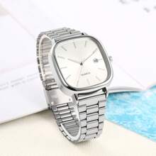 Couple's Watch Set, With Calendar Function And Adjustable Straps, Stylish And Casual Quartz Watches. Unisex, Suitable For Daily Wear, Perfectly Matching Daily Outfits. An Ideal Gift. (Gift Box Not Included) - 銀色 - 查看 4