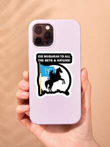 Adesivo Islâmico "Eid Mubarak" - Bandeira da Tribo Kayi e Decalque do Guerreiro Turco, Presente Único de Eid Al-Fitr para Beys e Hatuns, Adesivo de Fé Muçulmana para Laptop e Capa de Telefone - Multicolorido - Visão 3