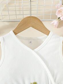 Summer Young Girl Elegant Sweet Lady Style Waist Flower Lace Mesh Dress - White - View 3