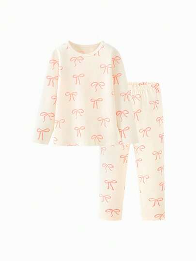 mini bala Young Girl Thermal Underwear Set, Soft & Antibacterial Fabric, Breathable, Cute Nordic Style Fall Winter Base Layer