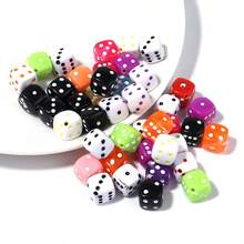 50pcs 8mm Black Acrylic Dice Beads, For DIY Jewelry Making - Fashionable Geometric Pattern - Dice - View 3